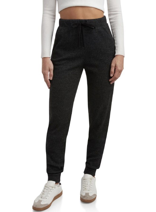 Spyder Women's Brushed Fleece Jogger Sweatpants - Cozy Ribbed Knit Lounge Fashion Joggers with Drawstring and Pockets (S-XL), Black, M - Image 1