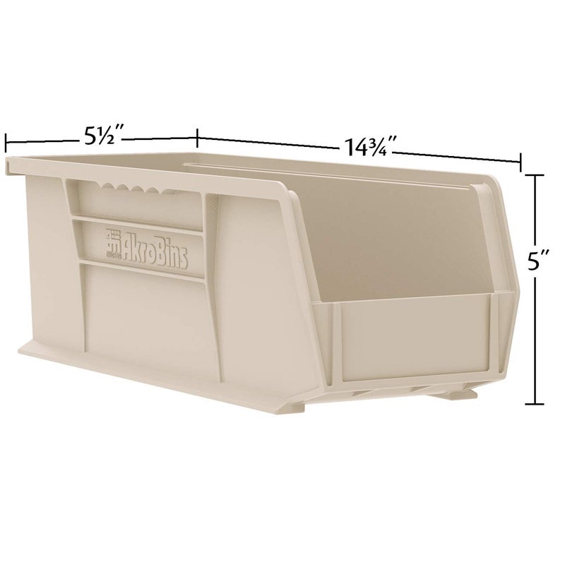 Akro-Mils 30234 AkroBins Plastic Storage Bins, Space-Saving Stackable Bins for Garage, Pantry, Craft Organization, 15" x 5" x 5", Black, 12-Pack - Image 2