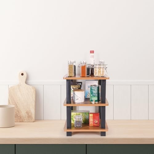 Livzing Turn N Tube 3 Tier Wooden Spice Rack - Countertop Storage for Kitchen Shelves - Bedside Table for Living Room, Bedroom - End Sofa Table - Multipurpose Storage Shelves - Image 5