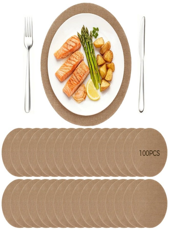 NIMBLOOM 100 Pieces Fall Burlap Placemats, 11.8 Inches Burlap Round Reusable Placemats Brown Table Mats Circle Rustic Table Decorations for Wedding Christmas Dinner Holiday Farmhouse Supplies - Image 1