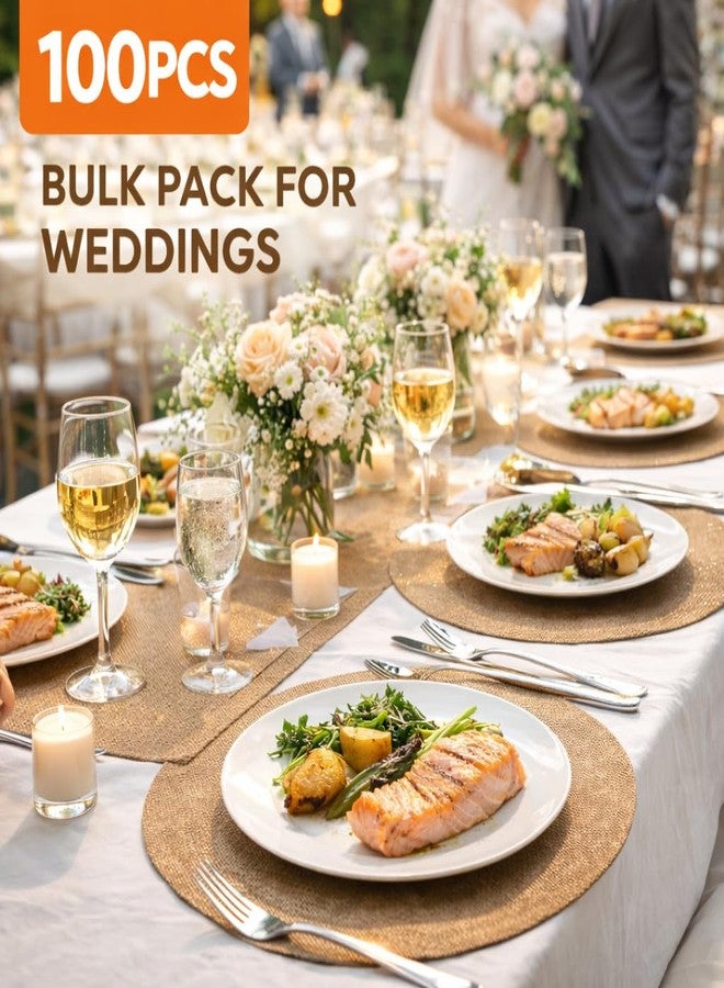NIMBLOOM 100 Pieces Fall Burlap Placemats, 11.8 Inches Burlap Round Reusable Placemats Brown Table Mats Circle Rustic Table Decorations for Wedding Christmas Dinner Holiday Farmhouse Supplies - Image 2
