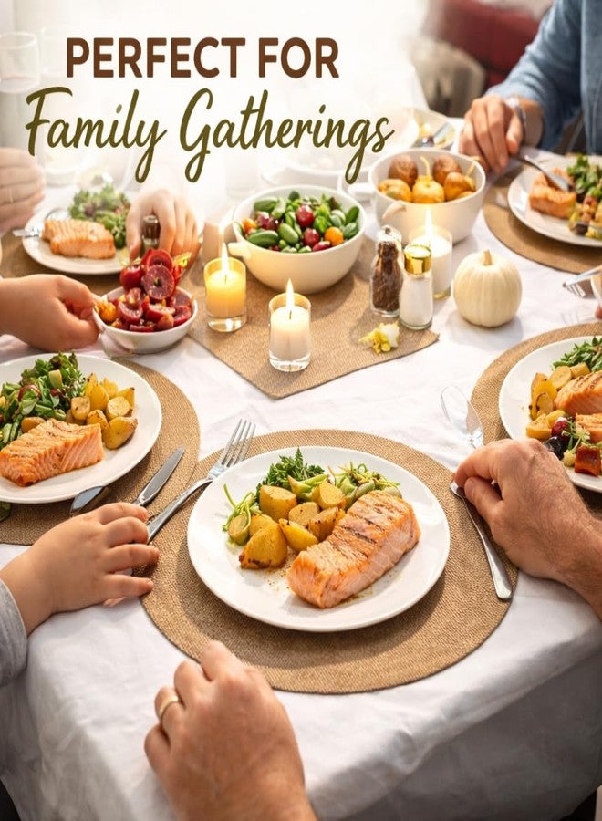 NIMBLOOM 100 Pieces Fall Burlap Placemats, 11.8 Inches Burlap Round Reusable Placemats Brown Table Mats Circle Rustic Table Decorations for Wedding Christmas Dinner Holiday Farmhouse Supplies - Image 3