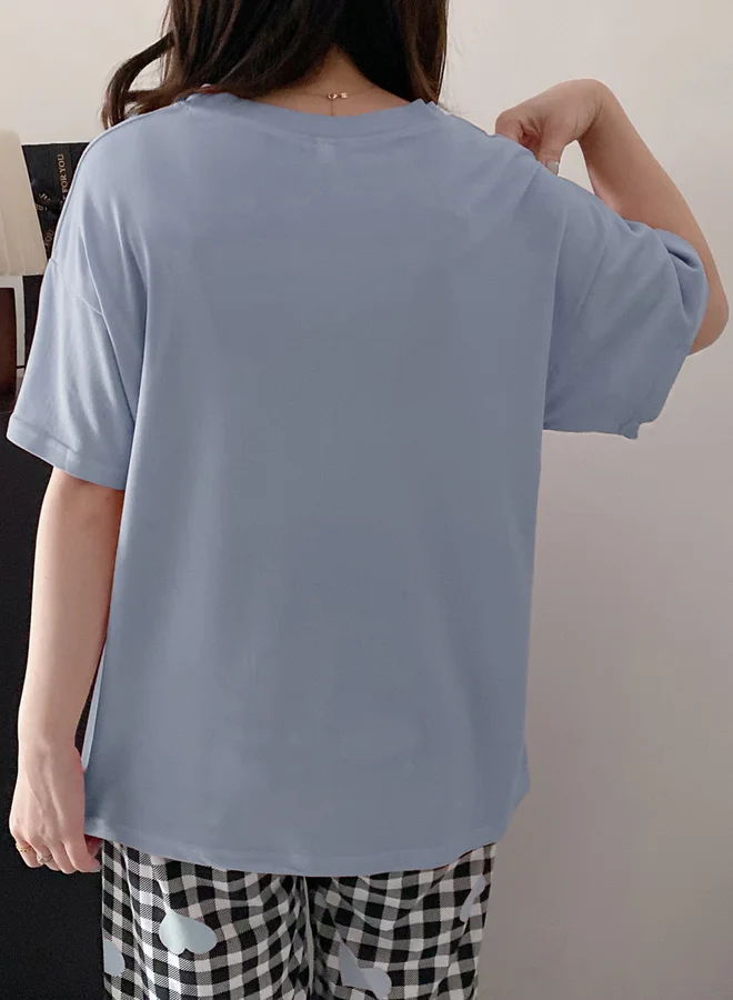 تايك تو مجموعة من شورت وتيشيرت كاروهات بطبعة قلب مقاس كبير