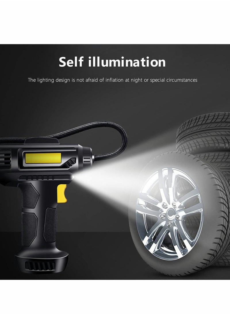 SYOSI - Tire Inflator, Rechargeable Lithium Ion Battery Portable Handheld Fast Inflation Auto Tire Pump with Digital Pressure Gauge for Car Motorcycles Tires - Image 1