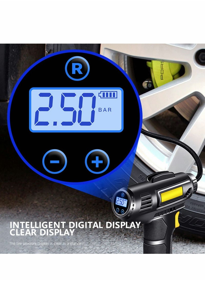 SYOSI - Tire Inflator, Rechargeable Lithium Ion Battery Portable Handheld Fast Inflation Auto Tire Pump with Digital Pressure Gauge for Car Motorcycles Tires - Image 1