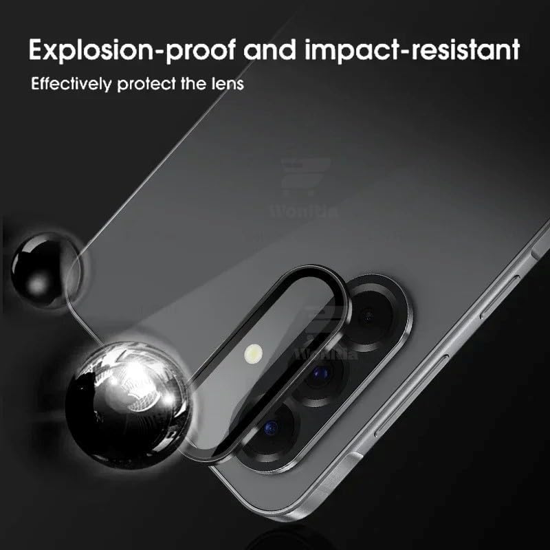 WonReza ® حزمة 1 - واقي عدسة الكاميرا بإطار معدني لهاتف OnePlus Nord 5 5G زجاج مقسى حلقات سبائك الألمنيوم، إطار معدني فائق الوضوح - أسود - Image 4