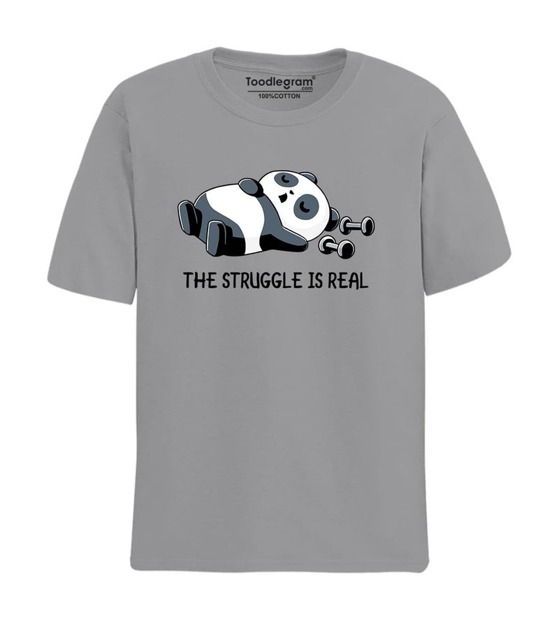 Toodlegram Men Plus Size Cotton Printed T-Shirt Regular Fit Grey Melange - Image 1