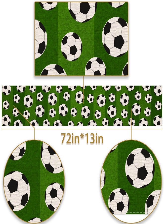 Pudodo Soccer Table Runner Sport Baby Shower Tablecloth Soccer Theme Boy Birthday Party Kitchen Dining Room Home Decoration - Image 2