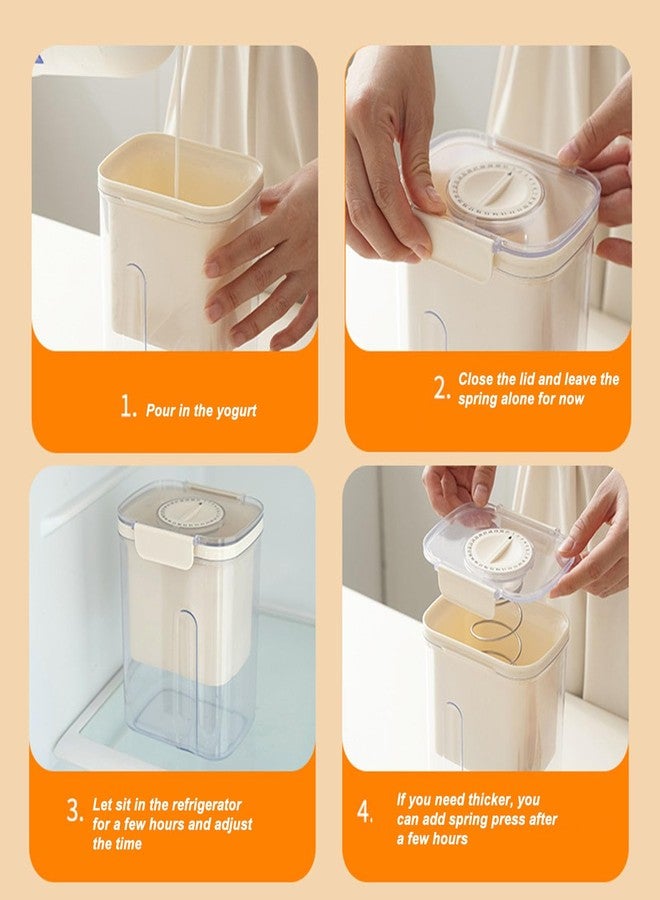 Zerodis Greek Yogurt Strainer, Yogurt Strainer Cheese Strainer with a Fine Mesh Bag and Lid Leakproof Filter Nut Milk Maker 1100 ML DIY for Making Thick Greek Yogurt Soybean - Image 5