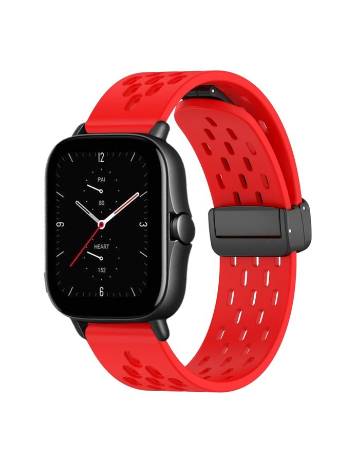 Replacement Strap For Amazfit GTS 2E 20mm Folding Magnetic Clasp Silicone Watch Band Red