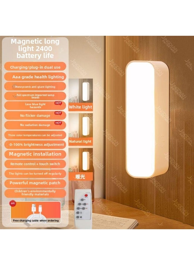 Generic - Dormitory Led Night Light Charging Bedside Bedroom Home Sleep Insusb Desk Lamp Learning Eye Protection Remote Control Timing-Power Of Light Source:Default Item-Light Color:Magnetic Strip Light  2400 Battery Life + Remote Control - Image 1