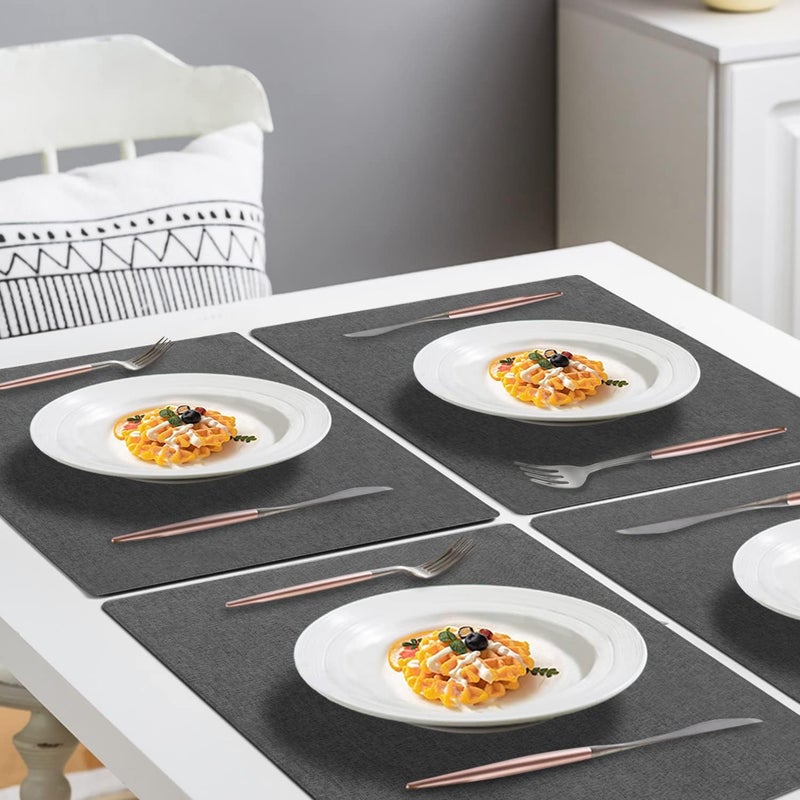 LANDVIEW Cloth Placemats Set of 6, Cotton Linen Blend Machine Washable Durable Linen Table Mats, Heat Resistant Placemats Wrinkle Free Place Mats for Dining Table, Easy to Clean (Dark Grey, 6) - Image 4