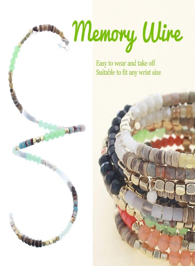 NTLX Multi-Layer Beaded Stackable Wrap Bracelets for Women - Bohemian Boho Bracelets - Multi Color Strand Statement Bangles - Comfortable Adjustable Memory Wire Fit (Pacific Opal Multi) - Image 3