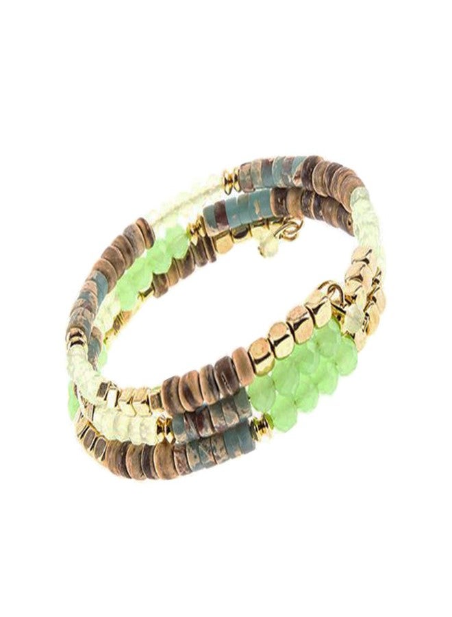 NTLX Multi-Layer Beaded Stackable Wrap Bracelets for Women - Bohemian Boho Bracelets - Multi Color Strand Statement Bangles - Comfortable Adjustable Memory Wire Fit (Pacific Opal Multi) - Image 1