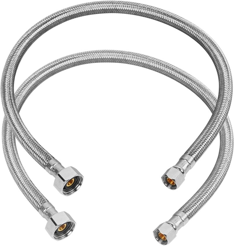 JUWO 24" Faucet Supply Line, 3/8" Comp x 1/2" FIP Stainless Steel Kitchen Faucet Hose Connector, For Small Kitchen Sink with Moderate or Short Distance (2-Pack) - Image 1