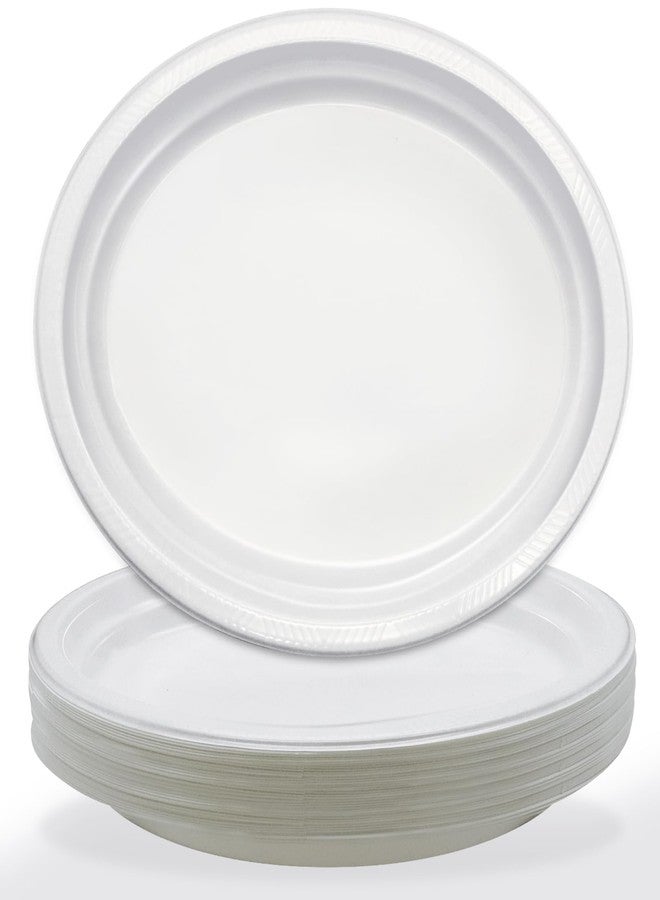 BONSINY 25 Count White Plastic Plates Disposable Easter Plates - Oval White Disposable Plates for Birthday, BBQ, Picnic, Easter, Graduation Party(10" x 12") - Image 1