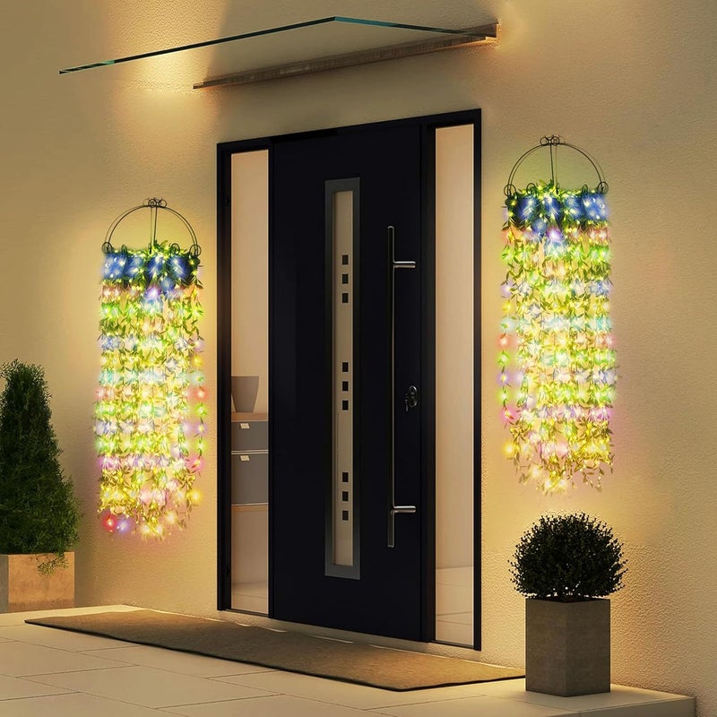 Gesto أضواء خيوط LED على شكل ستارة أوراق صناعية - أضواء خيالية متعددة الألوان مع وحدة تحكم بـ 8 أوضاع، قابس AC للمنزل، الغرفة، الجدار، عيد الميلاد، الزفاف وزينة ديوالي، أضواء أوراق خضراء معلقة (10x3 قدم) - Image 5