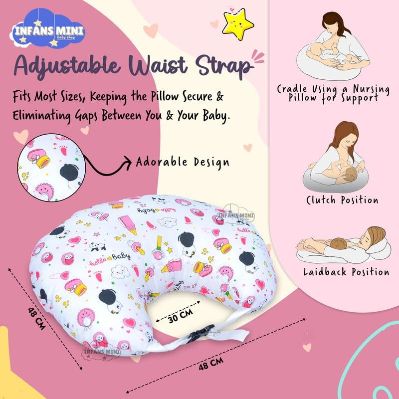 Infans Mini Baby Bedding Set, 4 Pcs Cotton Sleeping Essential|Baby Sleeping Bag|Sleeping Mattress|Mother Nursing Feeding Pillow|Mosquito Net Bed for 0-6 Months (Panda Pink) - Image 4