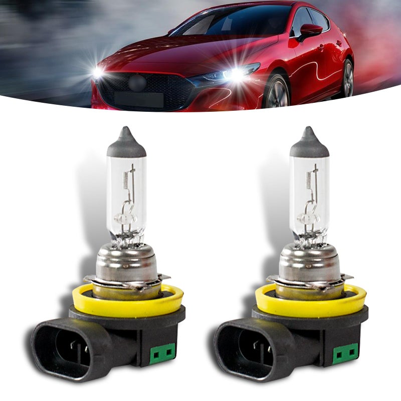 Flygun 2 PCS Car H11 Halogen Bulb, 12V 55W Precise Filament Super Bright Anti-fog Low Beam Lights, with UV Resistant Quartz Glass Bulb, Universal Plug and Play Bulb Replacement for Car (White) - Image 1