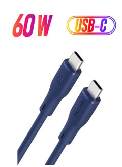 Moxedo Moxedo Cavo  Pro USB-C to USB-C Silicone Cable 60W PD Fast Charge and Data Sync Compatible for iPhone15/ MacBook Pro 2020, iPad Pro 2020, iPad Air 4, Samsung Galaxy S23+/S23 Ultra (Blue, 2m)  - Image 1