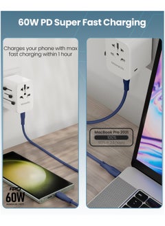 Moxedo Moxedo Cavo  Pro USB-C to USB-C Silicone Cable 60W PD Fast Charge and Data Sync Compatible for iPhone15/ MacBook Pro 2020, iPad Pro 2020, iPad Air 4, Samsung Galaxy S23+/S23 Ultra (Blue, 2m)  - Image 3