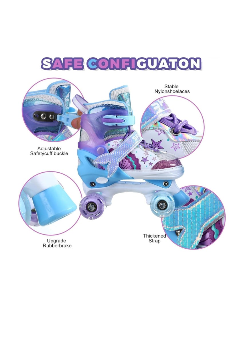 إيزي فيتشور زلاجات حورية البحر للفتيات مع عجلات مضيئة، مقاس قابل للتعديل (S: 29-33 M: 35-38)، يمكن اختيار مقاسين ولونين. - Image 3
