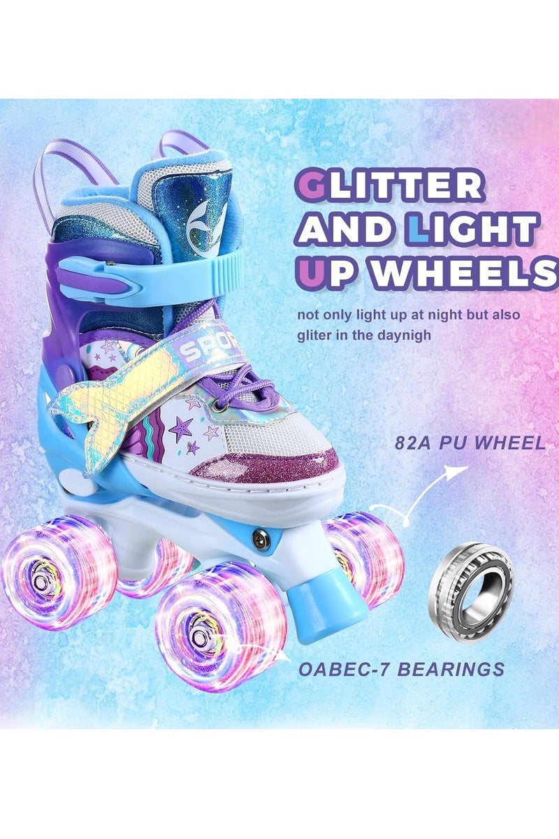 إيزي فيتشور زلاجات حورية البحر للفتيات مع عجلات مضيئة، مقاس قابل للتعديل (S: 29-33 M: 35-38)، يمكن اختيار مقاسين ولونين. - Image 2
