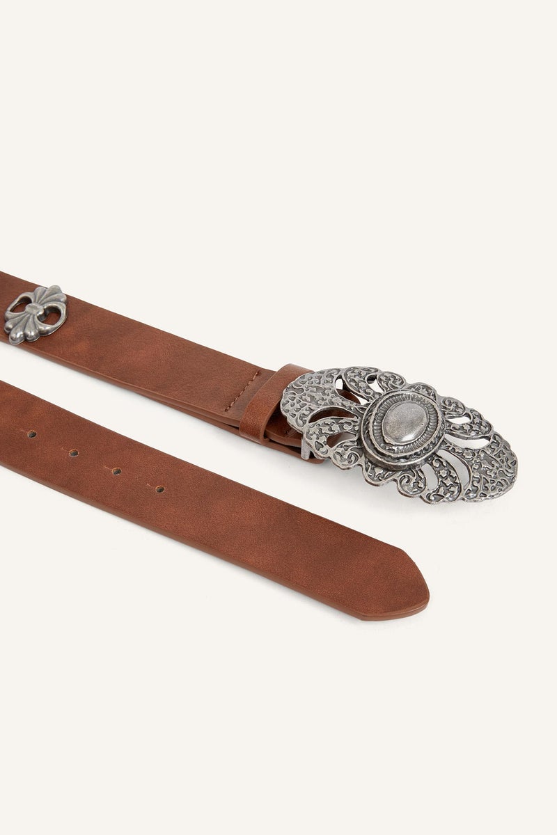 DeFacto Brown Woman Manuka x Defacto Woman Faux Leather Belt Casual - Image 4