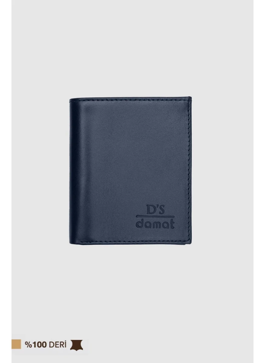 دي أس دامات Navy Blue Plain Boxed Genuine Leather Wallet 2H1119ST237