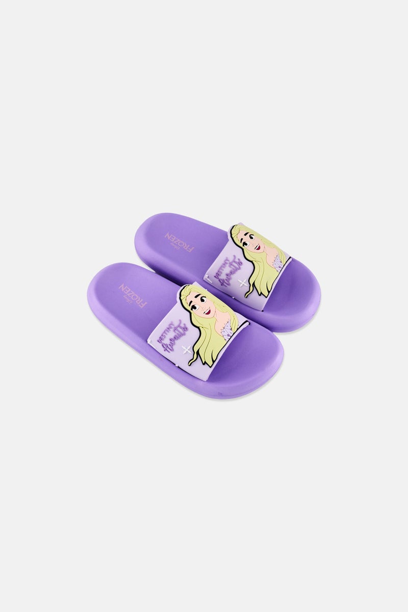 Disney FROZEN Kids Girl Slip On Slides, Light Purple - Image 3