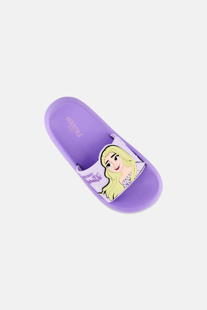 Disney FROZEN Kids Girl Slip On Slides, Light Purple - Image 4