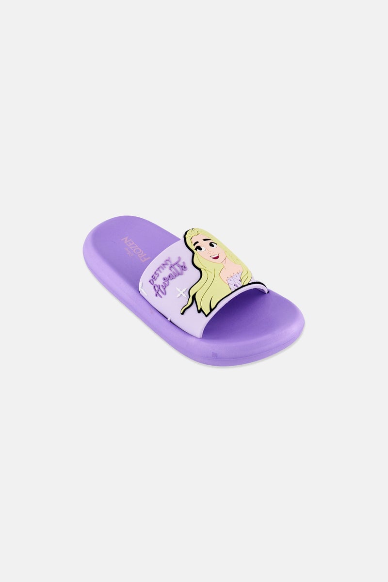Disney FROZEN Kids Girl Slip On Slides, Light Purple - Image 1