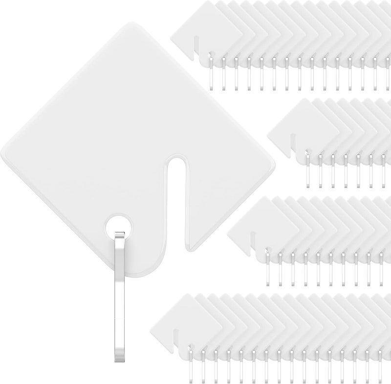 Uniclife 50 Pcs Rack Key Tags 1.5 Inch Slotted Plastic Tags with Metal Snap Hooks White Square Hanging Tags for Key Cabinets Boxes Lockers Sturdy Frosted Item Identifiers for Home Offices and Garages - Image 1