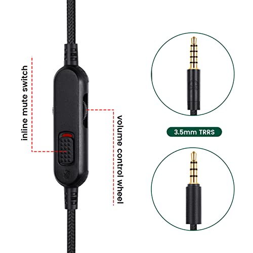 weishan G Pro X Cord, Detachable Gaming Headset Cable Replacement for Logitech G Pro / G433 / G233, 3.5mm(1/8") Nylon Braided Wire with Inline Mute Switch and Volume Controller, 6ft Long - Image 3
