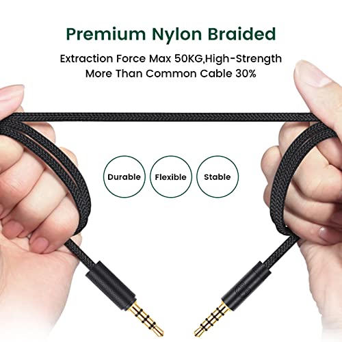 weishan G Pro X Cord, Detachable Gaming Headset Cable Replacement for Logitech G Pro / G433 / G233, 3.5mm(1/8") Nylon Braided Wire with Inline Mute Switch and Volume Controller, 6ft Long - Image 4
