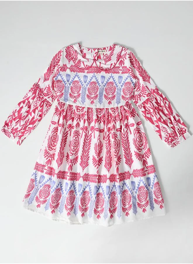 BELLA MODA Bella Moda All-Over Printed Peter Pan Collared A-Line Dress