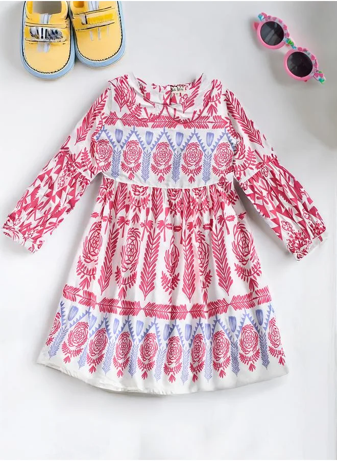BELLA MODA Bella Moda All-Over Printed Peter Pan Collared A-Line Dress