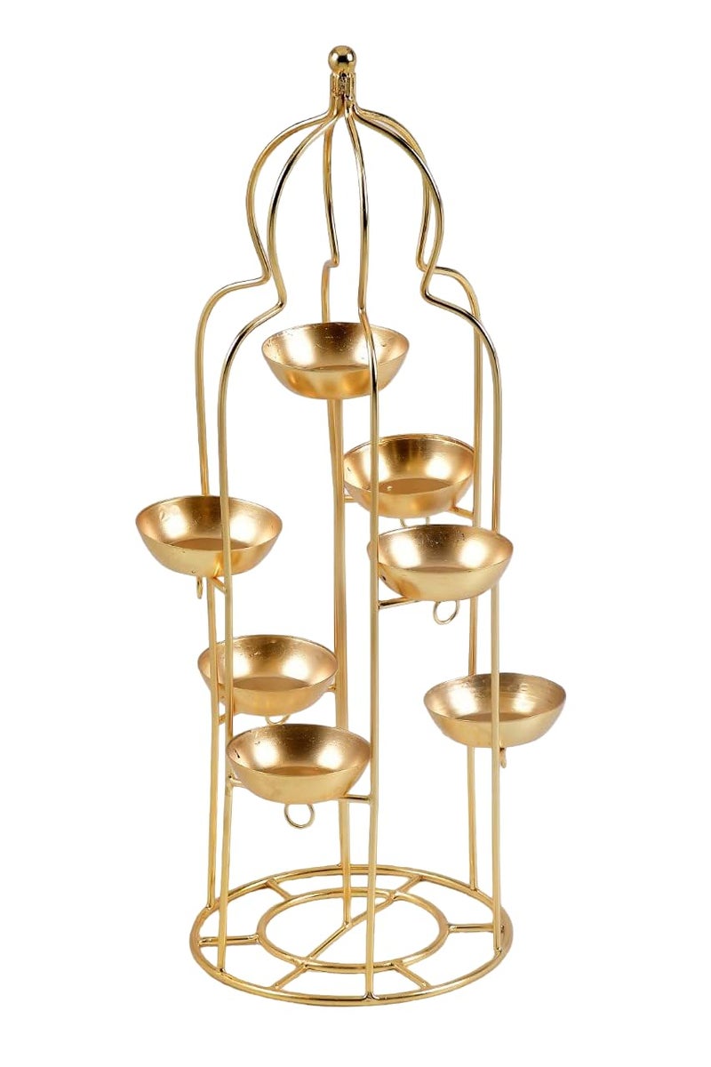 TOYXE Diya Stand for Home Decoration | T Light Holder Candle Stand | Diwali Decoration Item | Metal Depak Stand | Iron with Golden Polish - Image 1