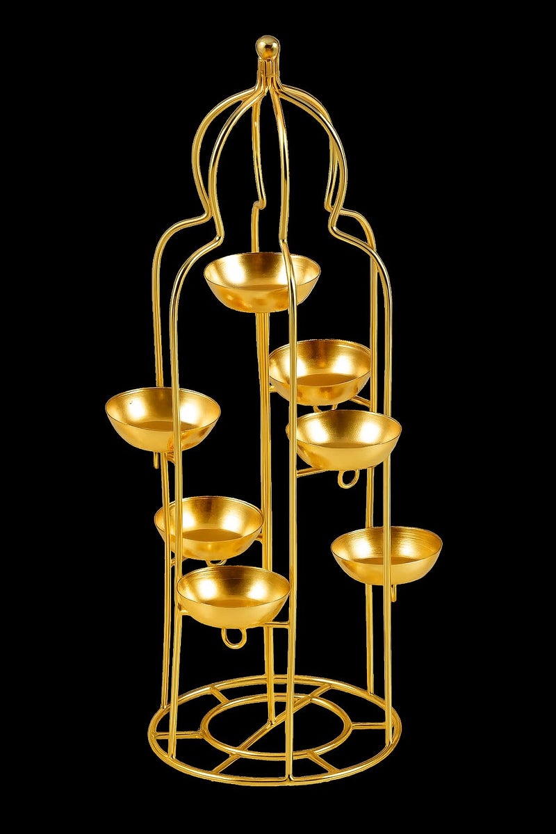 TOYXE Diya Stand for Home Decoration | T Light Holder Candle Stand | Diwali Decoration Item | Metal Depak Stand | Iron with Golden Polish - Image 2