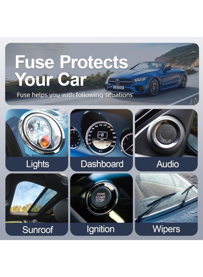 300 Pcs Zinc Car Fuses, 160 Car Mini Blade Fuses+90 Standard Car Fuses+50 Micro+Puller - A Substitute For Rv Camping Vehicles (2a/3a/5a/7.5a/10a/15a/20a/25a/30a/35a/40a) - Image 4