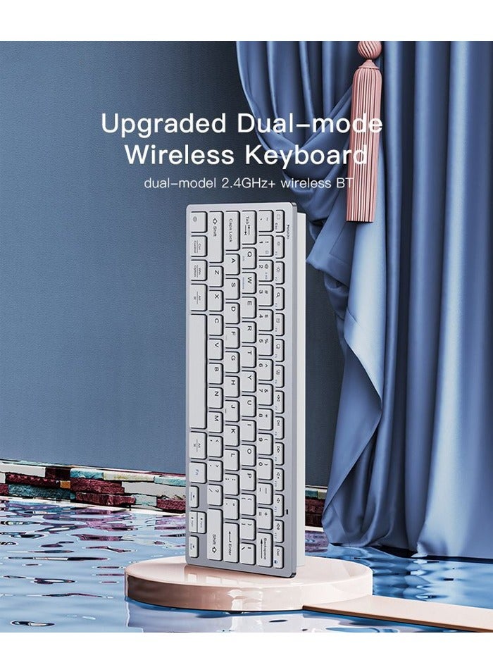 Yesido KB11 Mini Design 2.4GHz and BT Wireless Connected Magic Keyboard for Laptop Computer Tablet - White - Image 2