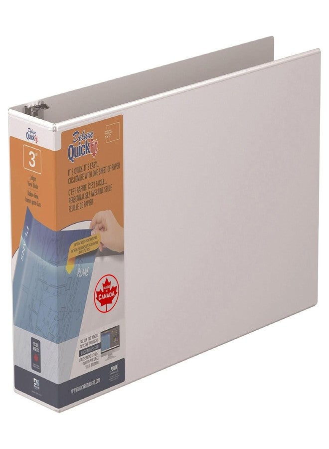 QuickFit Heavy Duty 11 x 17 Inch Landscape Spreadsheet View Binder, 3 Inch, Locking Angle D Ring, White (94050) - Image 1