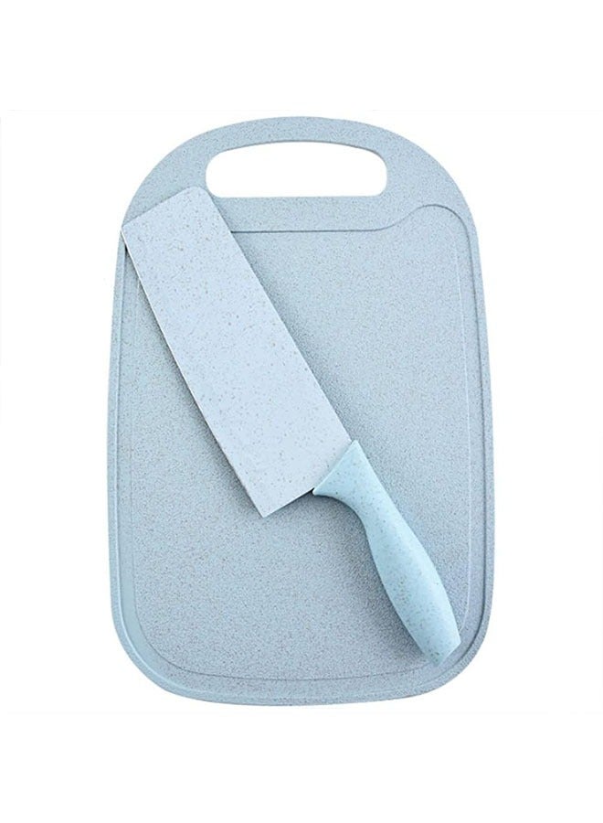 Household Wheat Straw Kitchen Knife Set Professional Stainless Steel Kitchen Knife With Cutting Board Blue  - Image 3