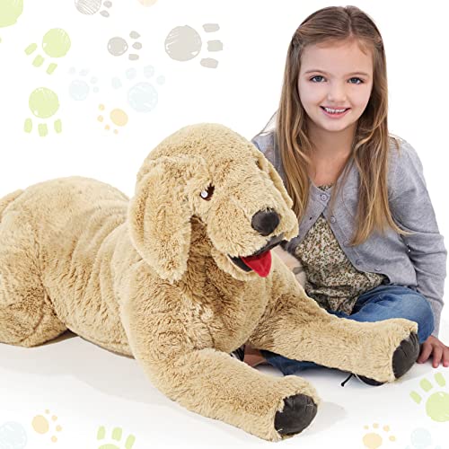 Geosar 335 Dog Stuffed Animals Plush Soft Cuddly Golden Retriever Plush Toys Large Stuffed Dog Hugging Pillow Gifts for Valentines Kids Girls Boys Birthday - Image 1