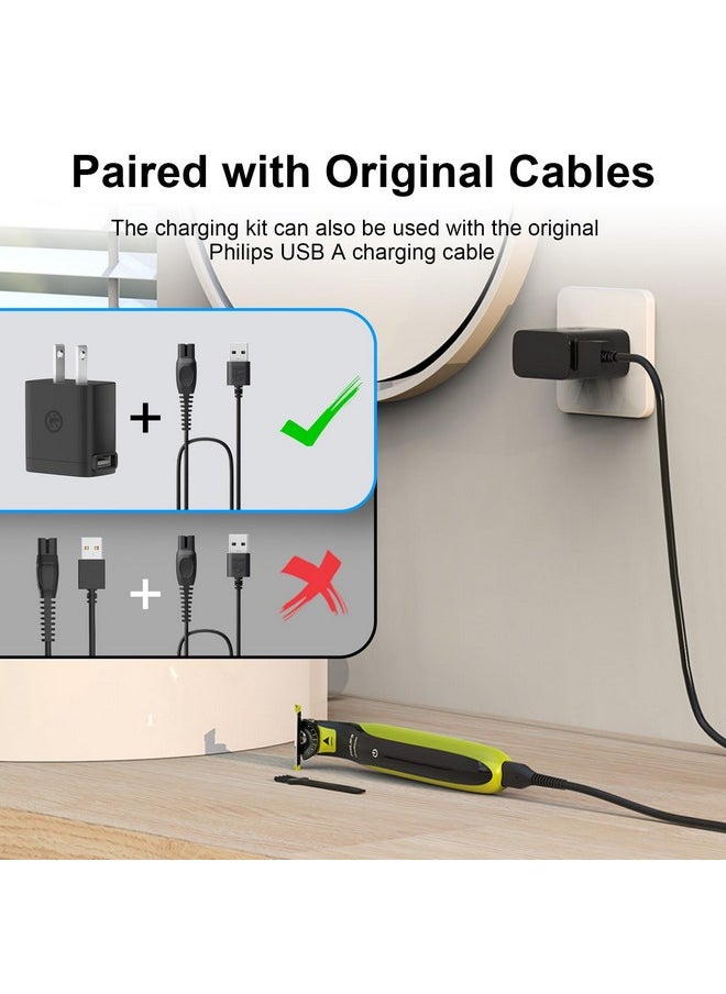 IBERLS - Charger For Philips One Blade 360 Qp2724 Qp2834 Replacement For Phillips Norelco 2400 3600 3900 X3001 Qp1924 Pq888 Mg5910 Mg7910 Mg9510 Usb 5V Chaging Cord(Brush) - Image 1