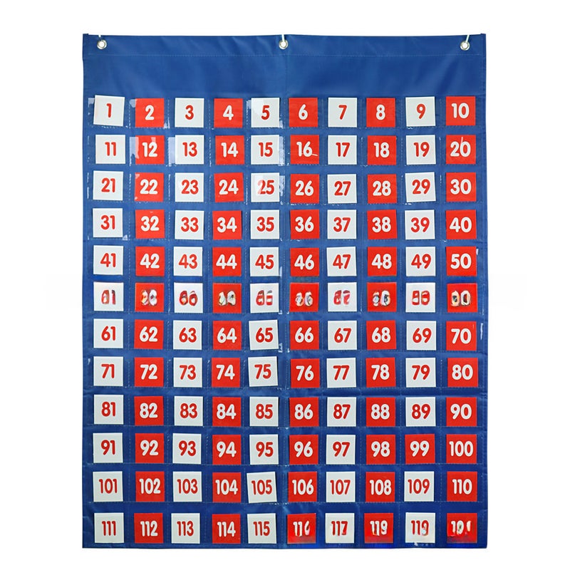 Toddler Number Learning Pocket Chart 1-100 120 number hanging bag (including card suit) 