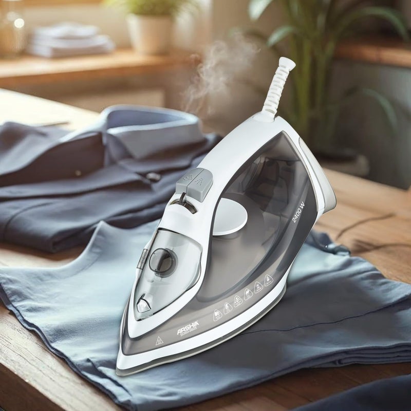 Arshia 2000-2400W Steam Iron in White - Image 3