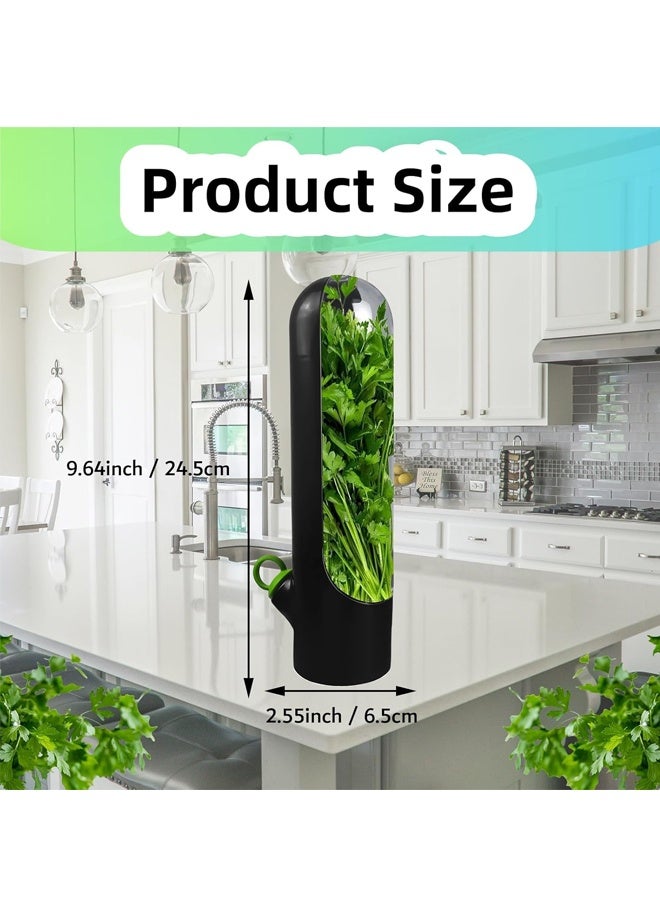 HOMESTAR 3Pcs Herb Saver for Refrigerator, Herb Saver Pod, Vegetable Preservation Bottle, Fresh Herb Keeper for Cilantro, Mint, Parsley, Asparagus, Keeps Greens Fresh for 2-3 Weeks Black ﻿ - Image 3