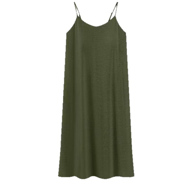 Women's Modal Sleeveless Nightgown with Padded Straps, Solid Color - Image 4