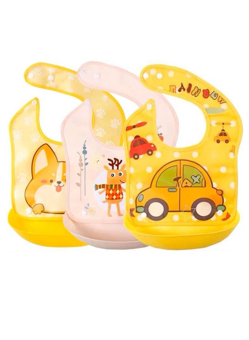 إيونتو مجموعة من 5 مرايل أطفال مع مصيدة طعام قابلة للفصل - مرايل تغذية مقاومة للماء وقابلة لإعادة الاستخدام للرضع والأطفال الصغار، تصميم للجنسين - Image 3